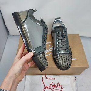 Christian Louboutin Gray Spiked Sneakers